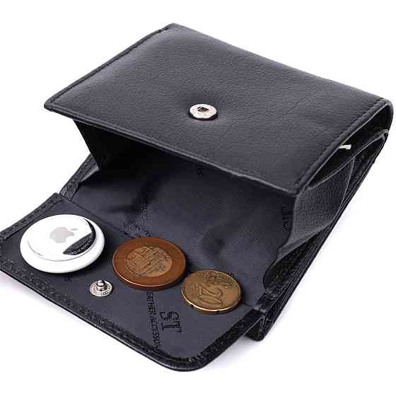 Жіночий гаманець середнього розміру із монетницею зовні із натуральної шкіри ST Leather 22719 Чорний Київ