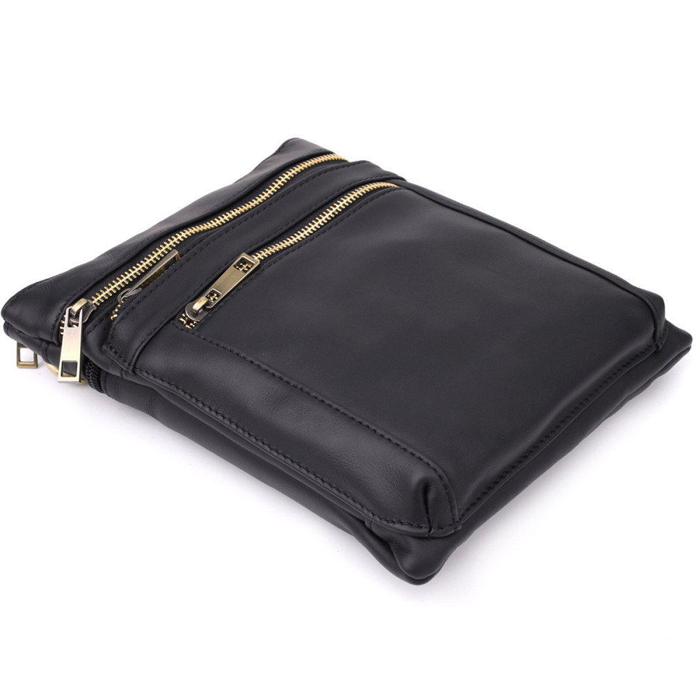 Повсякденна чоловіча сумка з натуральної шкіри Vintage 23037 Чорний Київ - фото 6