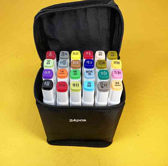 Маркери для дизайнерів TOUCH Multicolor 24 шт, Набір двосторонніх маркерів для скетчинга на спиртовій основі Кам'янець-Подільський