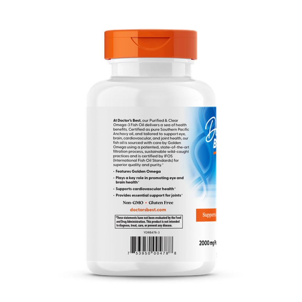 Риб'ячий жир омега-3 Doctor's Best  Purified & Clear Omega 3 Fish Oil with Goldenomega 120 капс Київ - фото 3