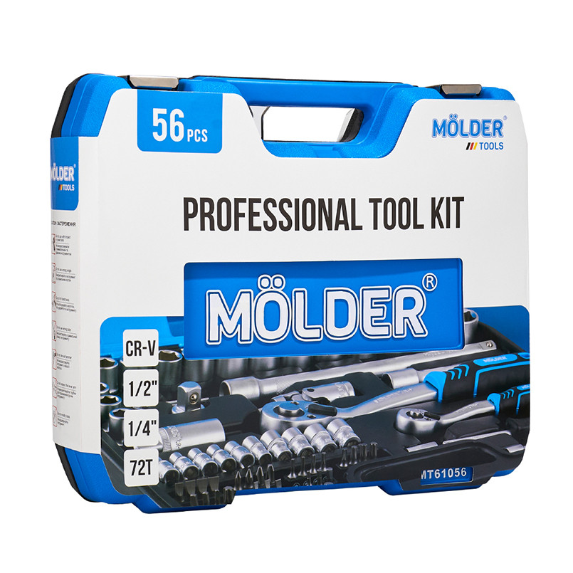 Професійний набір інструментів в кейсі Molder 1/2", 1/4" 72Т, CR-V, 56од. Львів - фото 13
