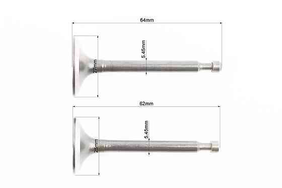 Клапан впускний (h-64; D-27; d-5,45), випускний (h-62; D-25; d-5,45) к-кт 2шт 170F Киев