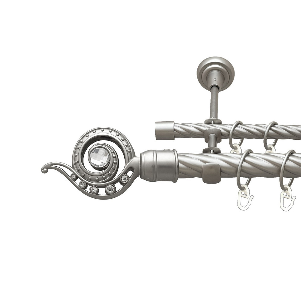 Карниз Orvit Око Дракона металевий дворядний відкритий скручена труба кільце металеве Сатин 25\16 мм 160 см (00-00023580) Львів - фото 1
