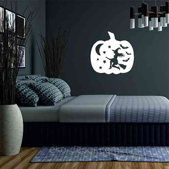 Декоративное настенное 3D Панно «Ведьма», Декор на стену с объемом 90*90 см, Белый Киев