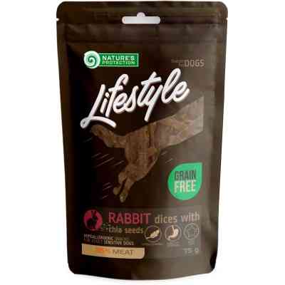 Лакомство для собак Nature's Protection Lifestyle Soft rabbit dices with chia seeds 75 г (SNK46144) Винница