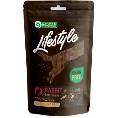 Лакомство для собак Nature's Protection Lifestyle Soft rabbit dices with chia seeds 75 г (SNK46144) Винница - изображение 1