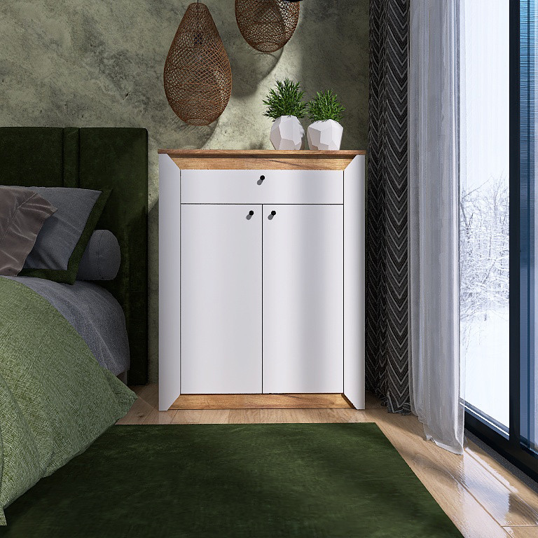 Тумба закрита Еверест Нордік-800 80х38х100 см Білий + Дуб крафт золотий (DTM-5529) Львів - фото 1