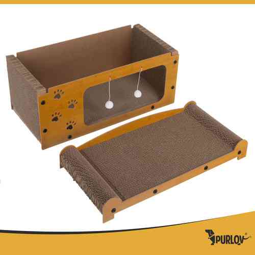 Когтеточка для кошки с двухэтажным домиком из картона и ДВП Purlov (27016) Нововолынск