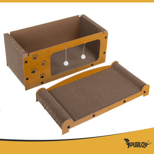 Когтеточка для кошки с двухэтажным домиком из картона и ДВП Purlov (27016) Нововолынск - изображение 5