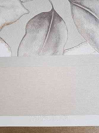 Обои виниловые на флизелиновой основе Rasch Incanto 1.06х10 листья крупные белые светло серые золотистые Киев