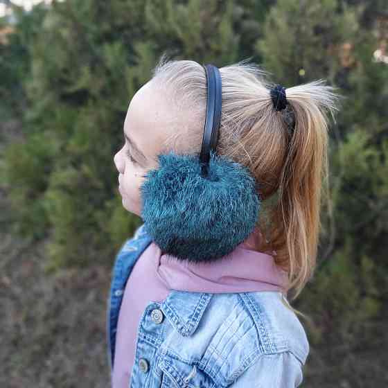 Наушники меховые детские из кролика Бирюзовый Харьков