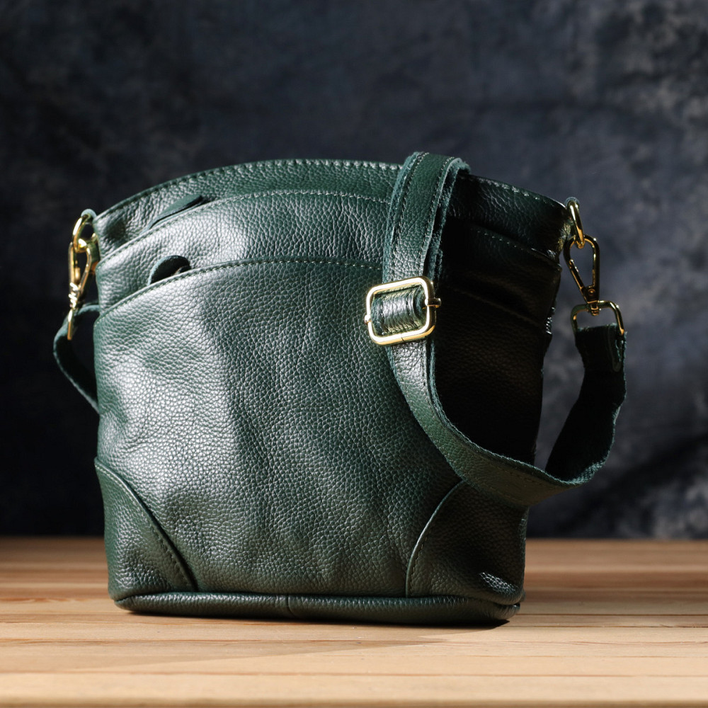 Компактна жіноча сумка з натуральної шкіри sale_15120 Vintage Зелений Київ - фото 6