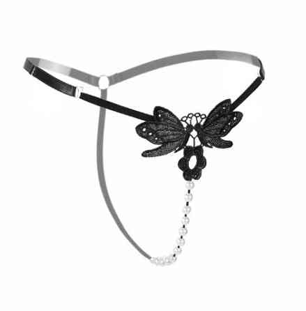 Труси з намистом і метеликами one size чорний Київ