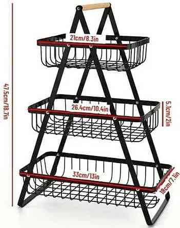 Двухъярусный металлический фруктовник с ручкой Разборная корзина для фруктов. Харьков