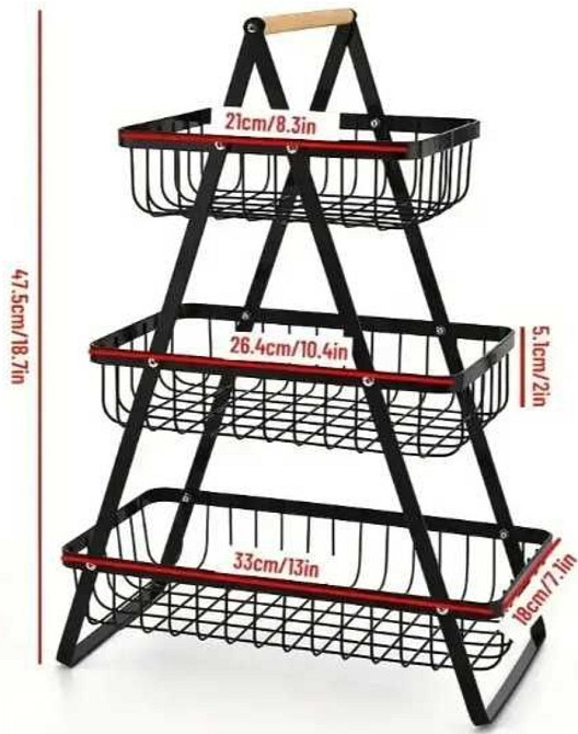 Двухъярусный металлический фруктовник с ручкой Разборная корзина для фруктов. Харьков - изображение 2