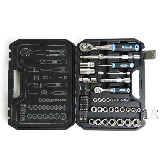 Набір насадок 90T 1/4"; 1/2" CrV 73 шт APRO Житомир