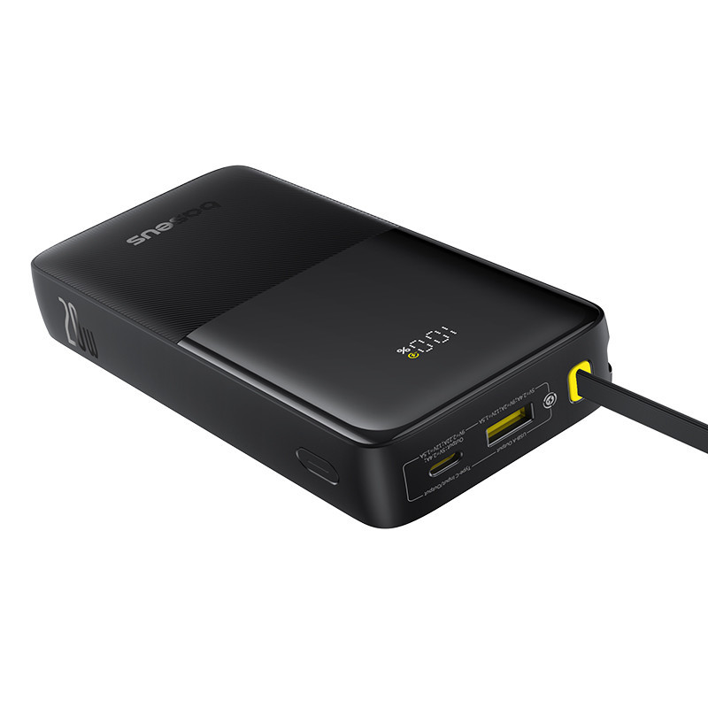 Зовнішній акумулятор Baseus Bipow 2 Digital Display Power Bank With Built-in USB-C Cable 20000mah 20W Cluster Black Київ - фото 7