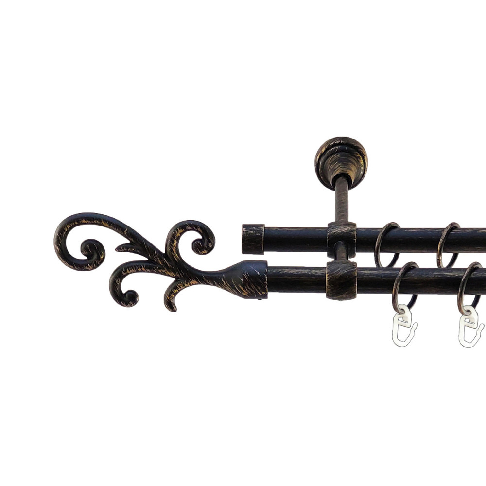 Карниз Orvit Фала металевий дворядний литий Чорне Золото 16\16 мм 300 см (5468295) Львов - изображение 1