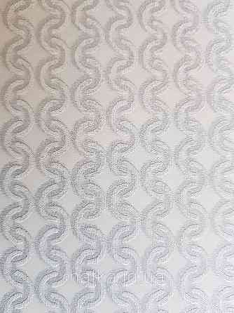 Шпалери метрові вінілові на флізелін Marburg Villa Romana геометрія смужки завитки білі з сріблястим Київ