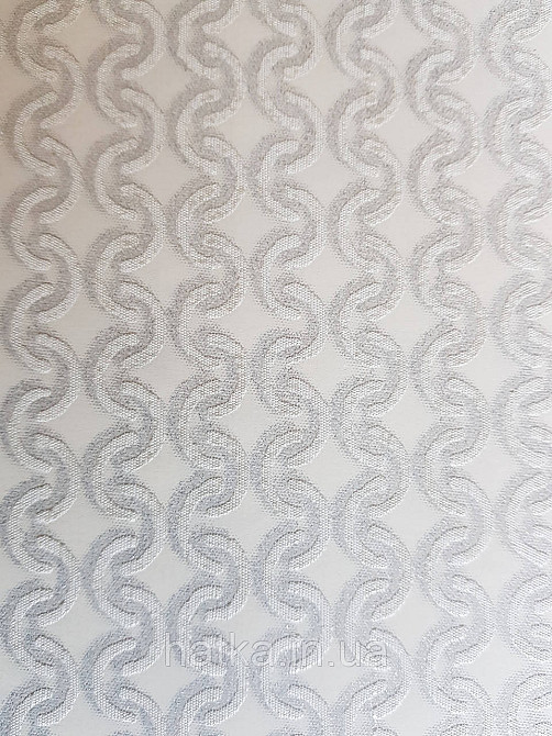 Шпалери метрові вінілові на флізелін Marburg Villa Romana геометрія смужки завитки білі з сріблястим Київ - фото 1