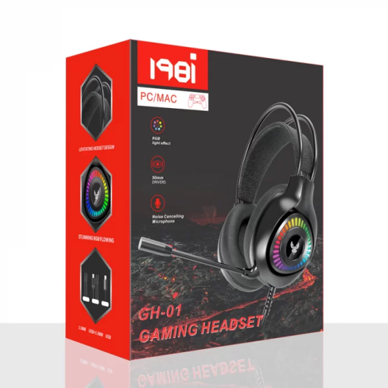 Ігрові навушники GH-01 Gaming Led з підсвічуванням і мікрофоном Київ