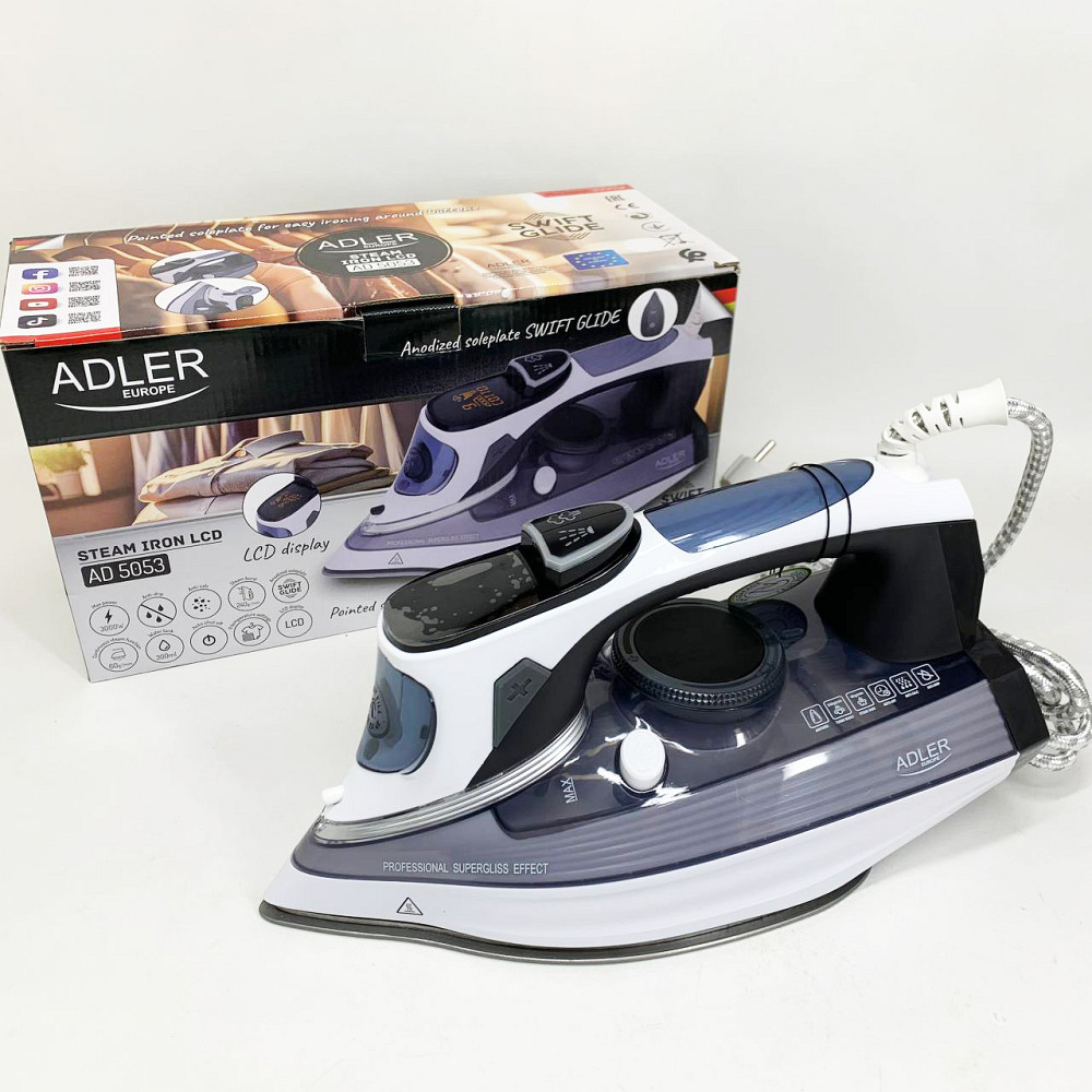 Паровой утюг для ухода за одеждой Adler AD 5053 3000Вт, Мощный паровой утюг, Хорошие бюджетные утюги ZB-35 Львов - изображение 2