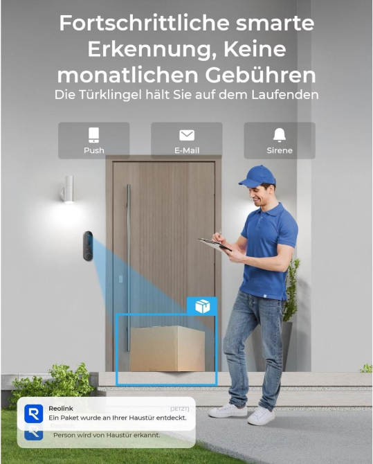 Бездротовий відеодзвінок Reolink Doorbell Battery 2K 4 МП, Wi-Fi 2,4/5 ГГц, акумулятор, microSD до 512 ГБ Київ - фото 6
