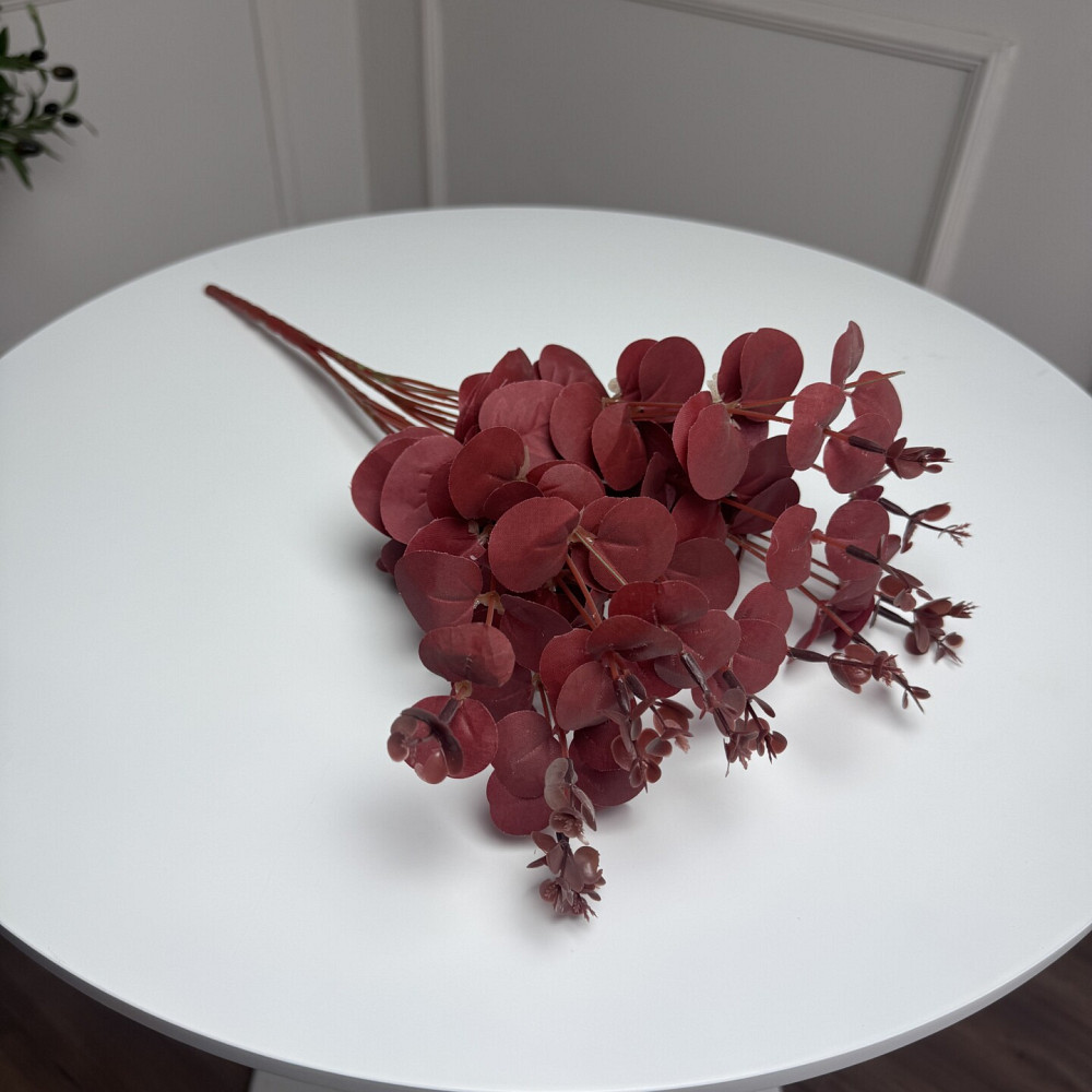 Букет евкаліпту штучний для декору 5шт/уп. Цвет: бордовый EL-81 Ивано-Франковск - изображение 1