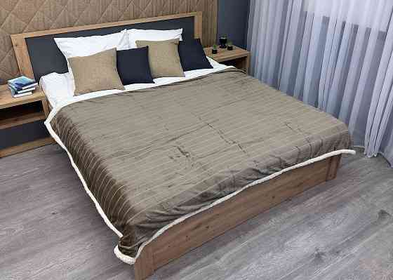 Плед двосторонній 155х200 см (+-5см) рельєфний із штучною овчиною Какао з молочним (87-072) Київ