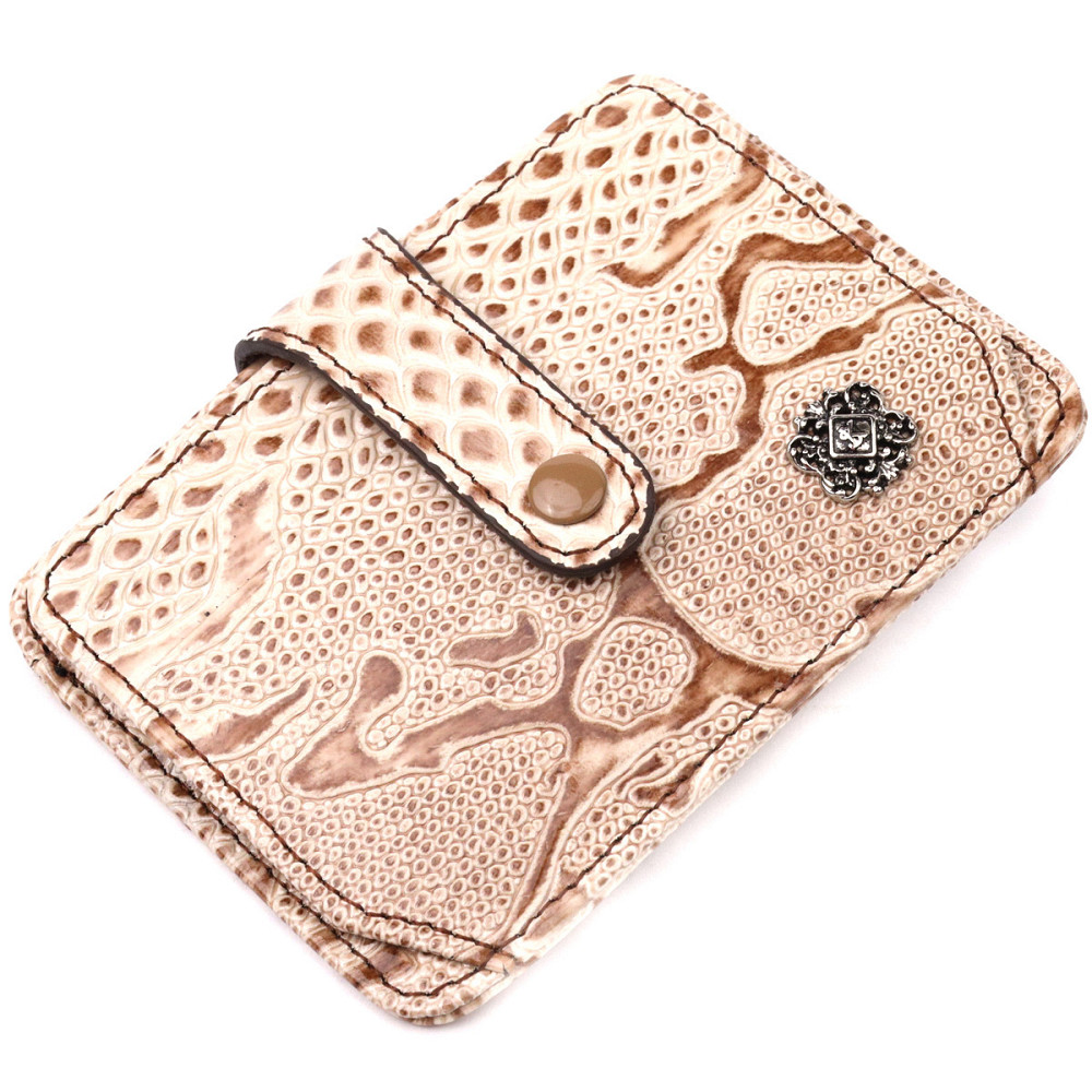 Візитниця із натуральної фактурної шкіри під змію KARYA 20962 Бежевий Київ - фото 1