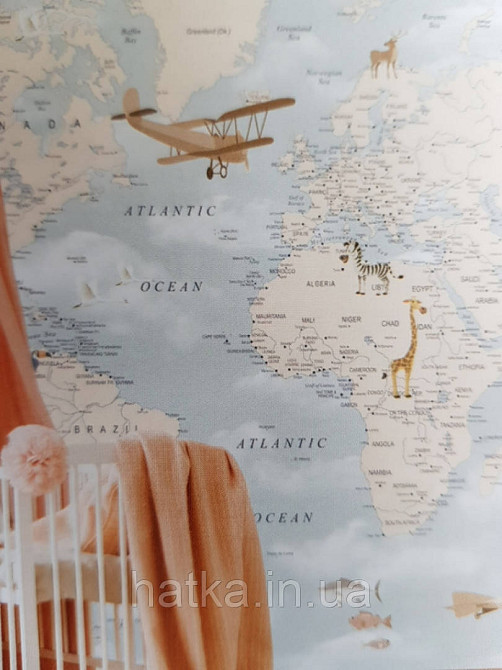 Шпалери вінілові на флізелін дитячі карта світу Київ - фото 2