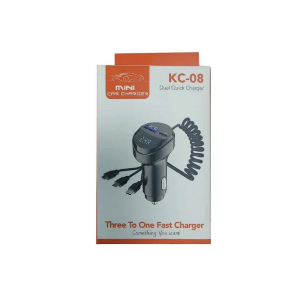 Зарядное устройство для телефона от прикуривателя авто на 2 порта и 3 кабеля Киев - изображение 3