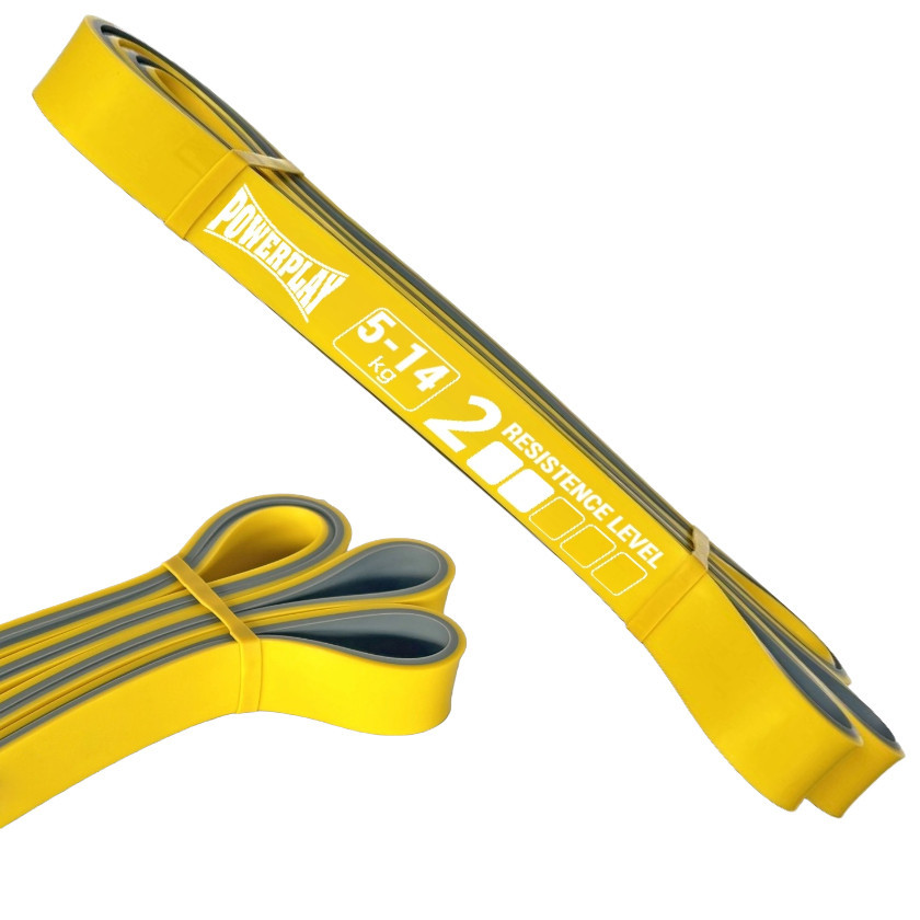 Еспандер-петля (гумка для фітнесу і кроссфіту) PowerPlay 4116 Double Colors Жовто/Сіра (5-14 кг) Київ - фото 1