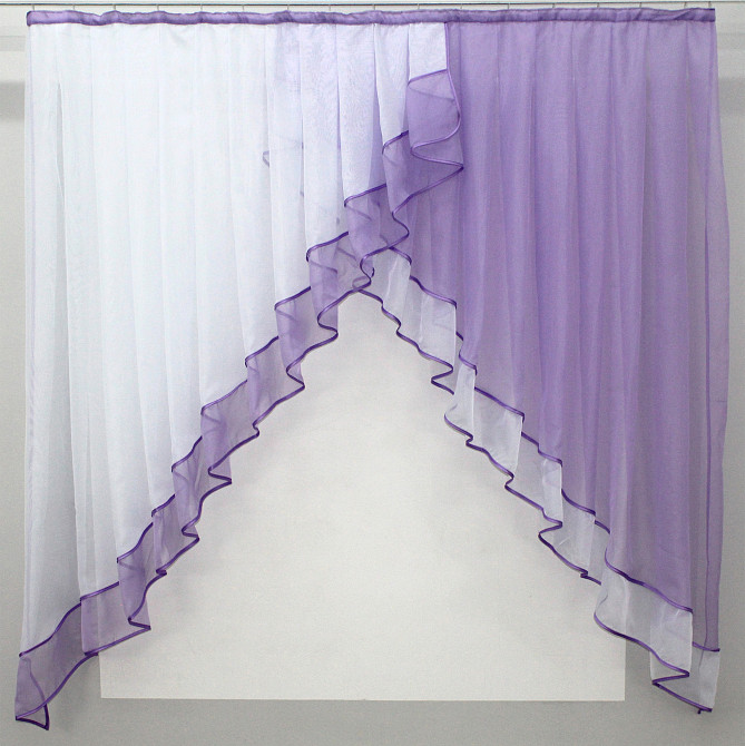 Кухонная занавеска VR-Textil № 023к сиреневый с белым 150х150 см (50-519) Киев - изображение 1