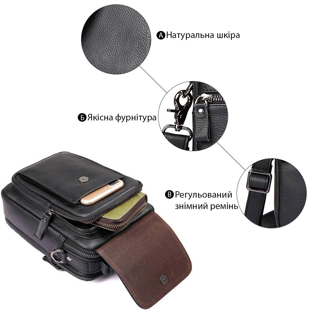 Сумка чоловіча Чорна (Vintage) Київ - фото 8