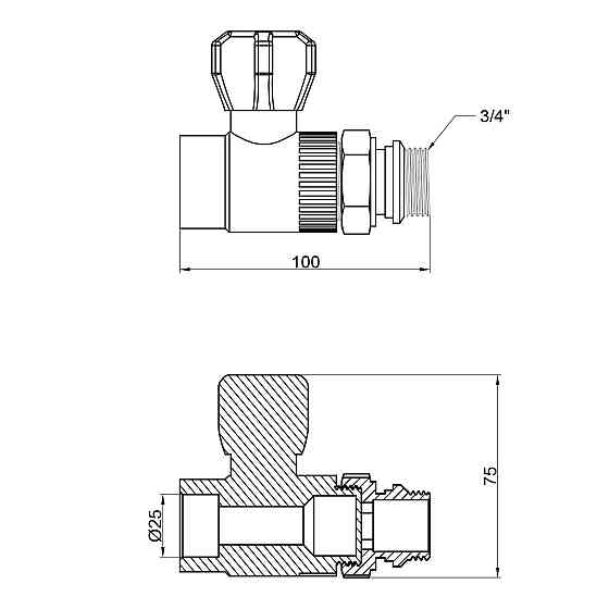 Кран кульовий радіаторний PPR Thermo Alliance 25х3/4" прямий Київ