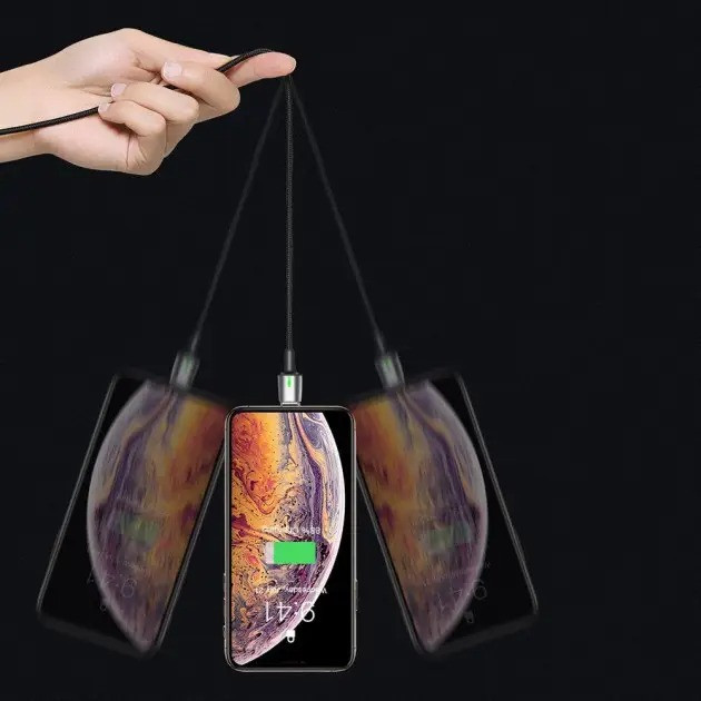 Магнітний кабель Baseus для заряджання та передавання даних без наконечника (Чорний, 2м) Николаев - изображение 6