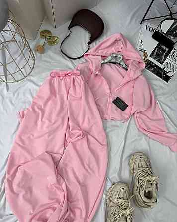 Женский прогулочный оверсайз костюм двойка: кофта и штаны двунитка Барби Одесса