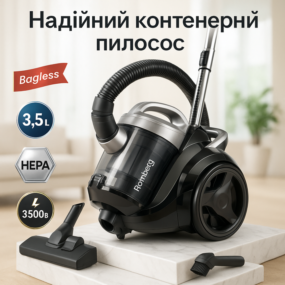 Мультициклонний пилосос з контейнером Rainberg, Пилосос з хорошим всмоктуванням для паркету BZ-68 Львів - фото 18