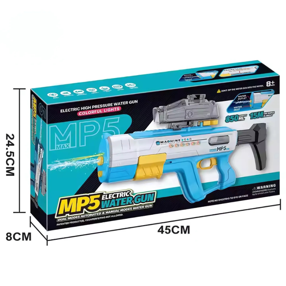 Водный пистолет, мощный бластер с подсветкой, аккумуляторный, игрушечный водяной автомат для детей, синий Каменец-Подольский - изображение 9