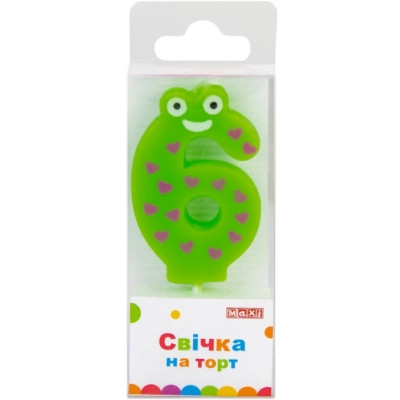 Свеча Maxi "6" 4,5 см, на торт (MX622053-6) Винница - изображение 1