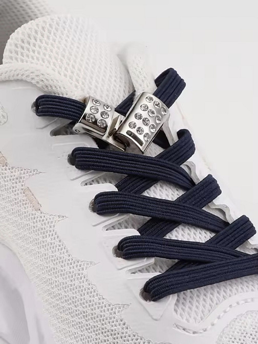 Шнурки еластичні без зав'язок з магнітною застібкою зі стразами Чорний Смела - изображение 4