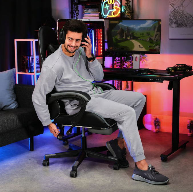 Кресло геймерское с подушками Ragazo усиленное до 150 кг компьютерное игровое офисное для ПК Черное с серым Киев - изображение 4