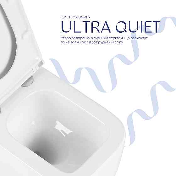 Унітаз підвісний Qtap Gemini Ultra Quiet 485×340×350 мм, White, із сидінням Slim Duroplast / Soft-close / Quick Release Київ