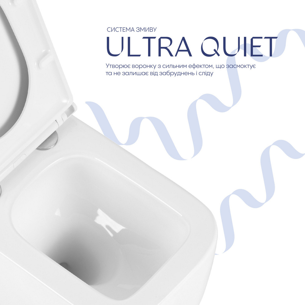 Унітаз підвісний Qtap Gemini Ultra Quiet 485×340×350 мм, White, із сидінням Slim Duroplast / Soft-close / Quick Release Київ - фото 5