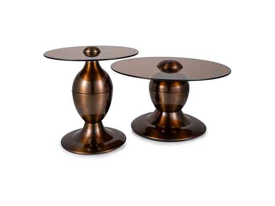 Журнальний столик CASSIE коричневий прозорий/мідний (к-кт) д.70, д.50 Киев