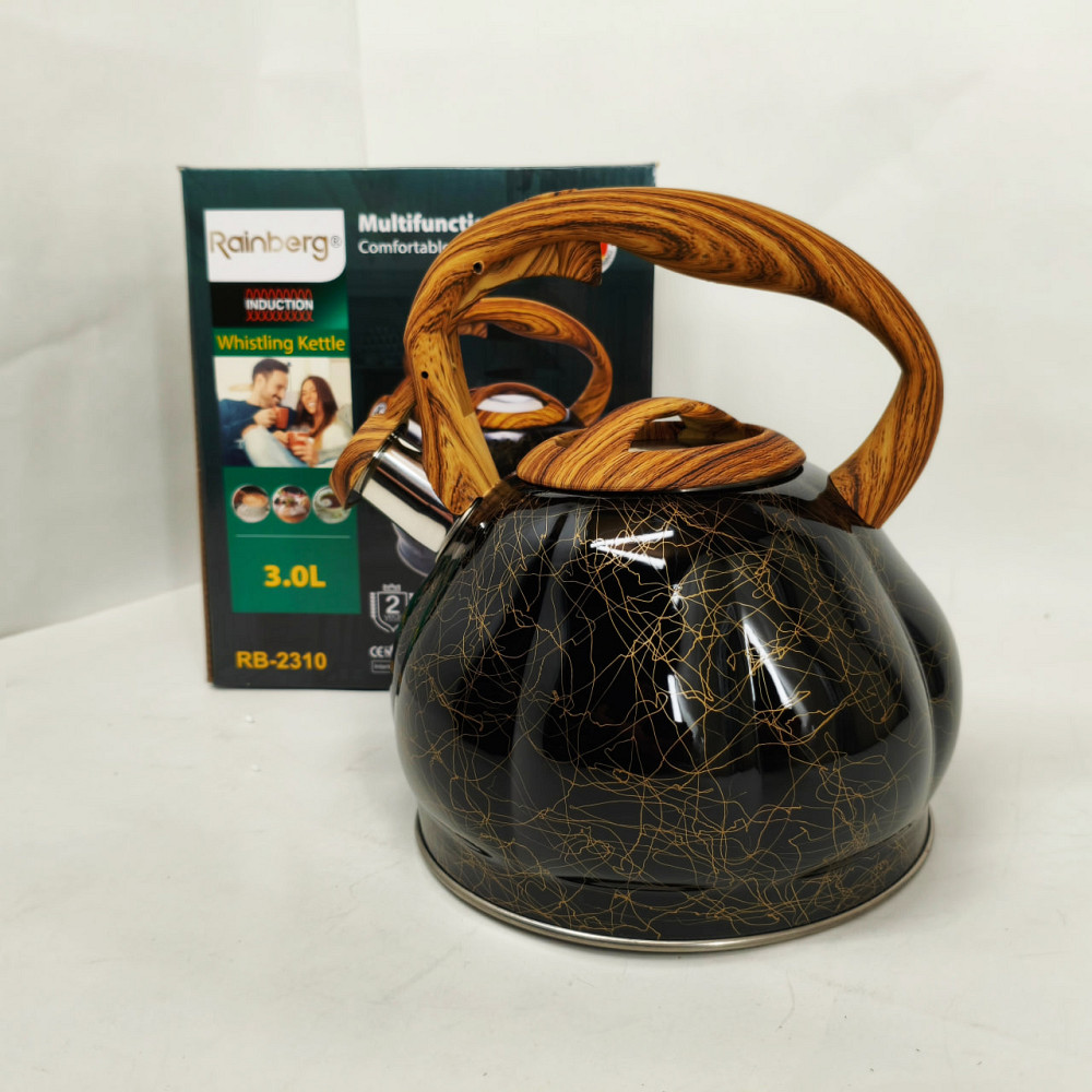 Чайник из нержавеющей стали с пищалкой Rainberg, Чайник для газовых плит для газовой комфорки SX-66 Львов - изображение 3