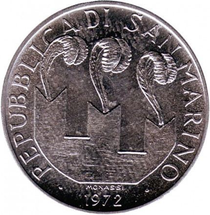 Корова с телёнком. Монета 10 лир. 1972 год, Сан-Марино.UNC Полтава - изображение 1