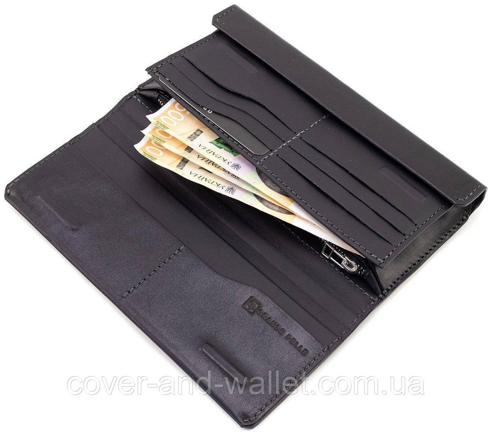 Елітний чоловічий шкіряний гаманець купюрник з відділенням для телефону Grande Pelle 552610 Київ - фото 6