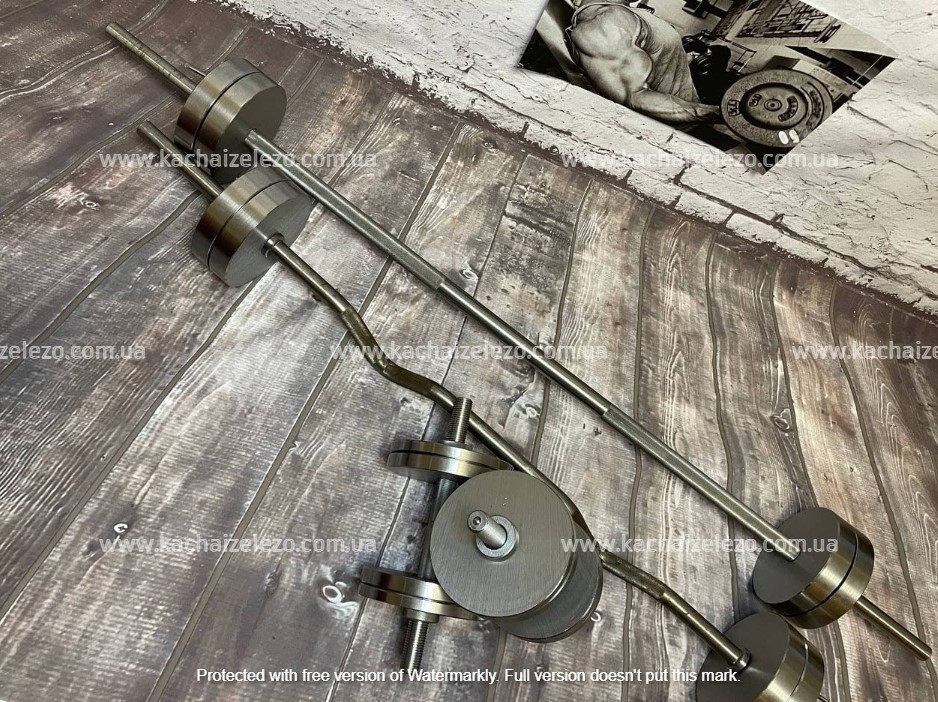 Набір 53 кг Штанга + W-подібний гриф + Гантелі набірні Гантелі, гирі, штанги та диски металеві диски Київ - фото 2